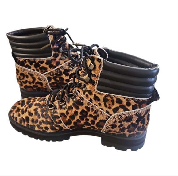 New Timberland London Square Leopard Calf Hair Hiker Boots 9 - Picture 9 of 16